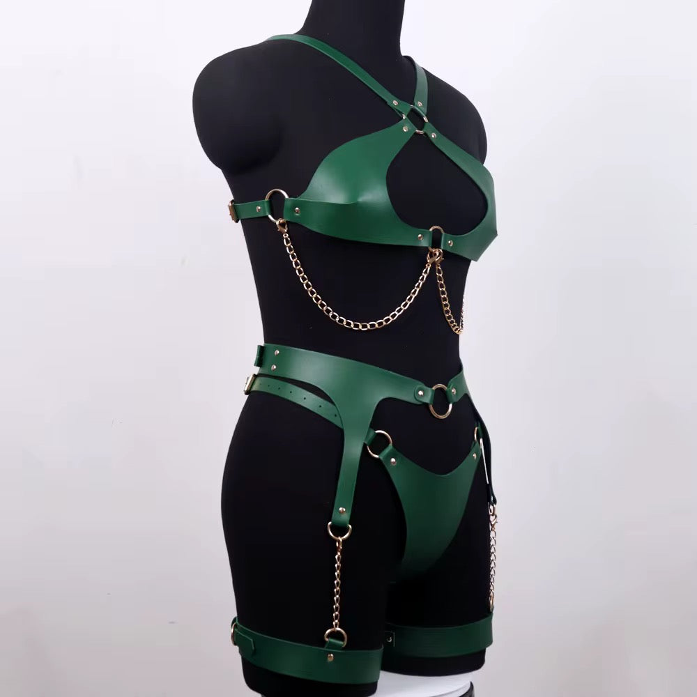 New Green harness with cuffs