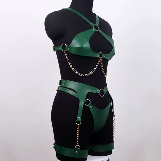 New Green harness with cuffs