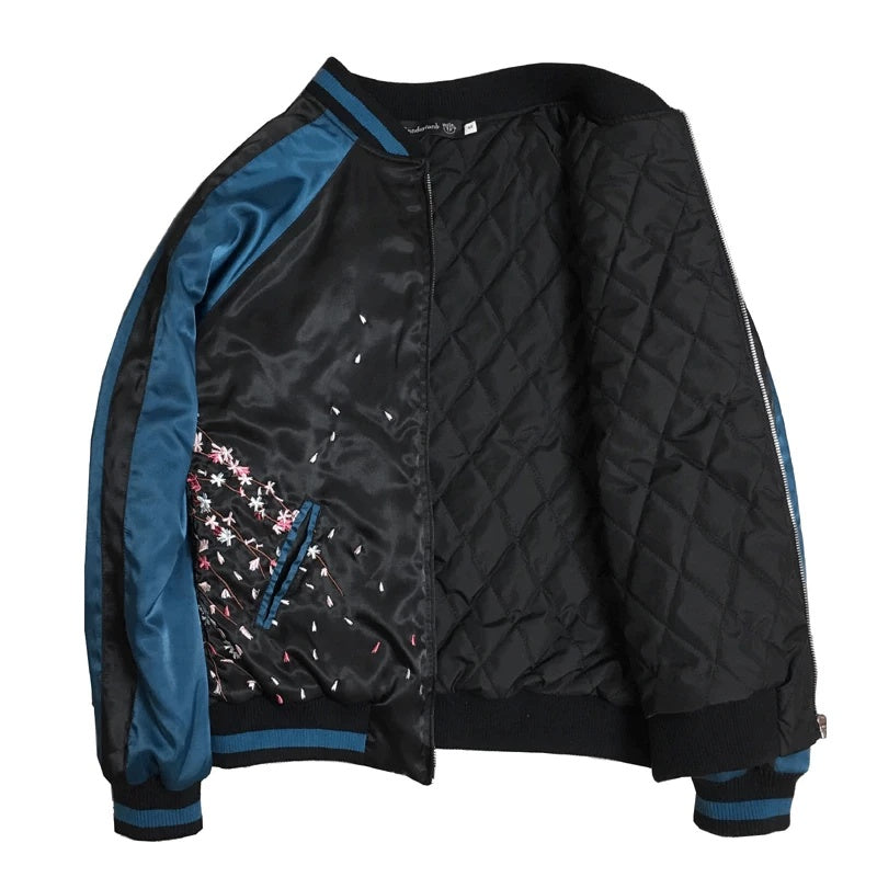 Koi Rebellion Embroidered Bomber – “Wave Spirit” Edition