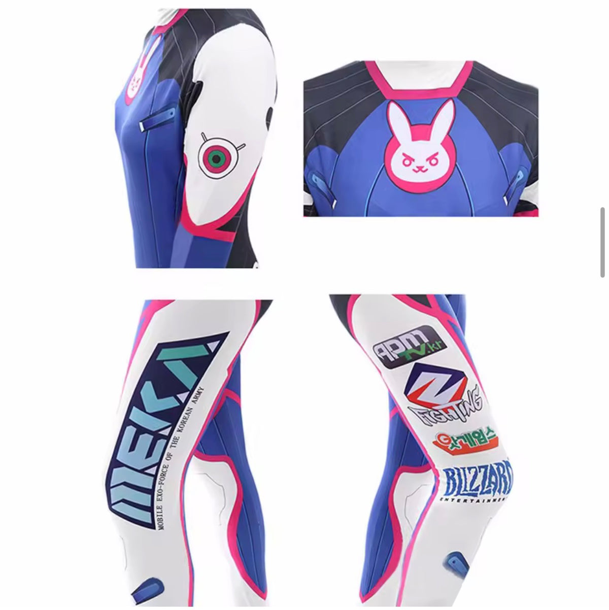 Anime Woman Jumpsuit Tights Dva Cosplay Costume Game Zentai Wig Cosplay Props Headphone Suit