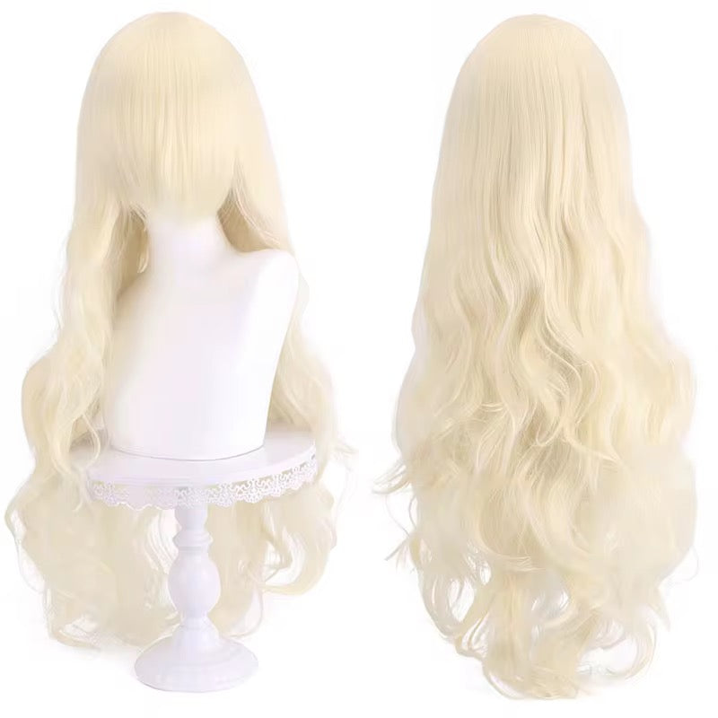Long Wavy Curly Hair Wig with Bangs 31"/80cm Green Natural Synthetic Heat Resistant Fiber Hair Wig Colorful Halloween Costume Party Cosplay Wigs with Bangs for Women wig