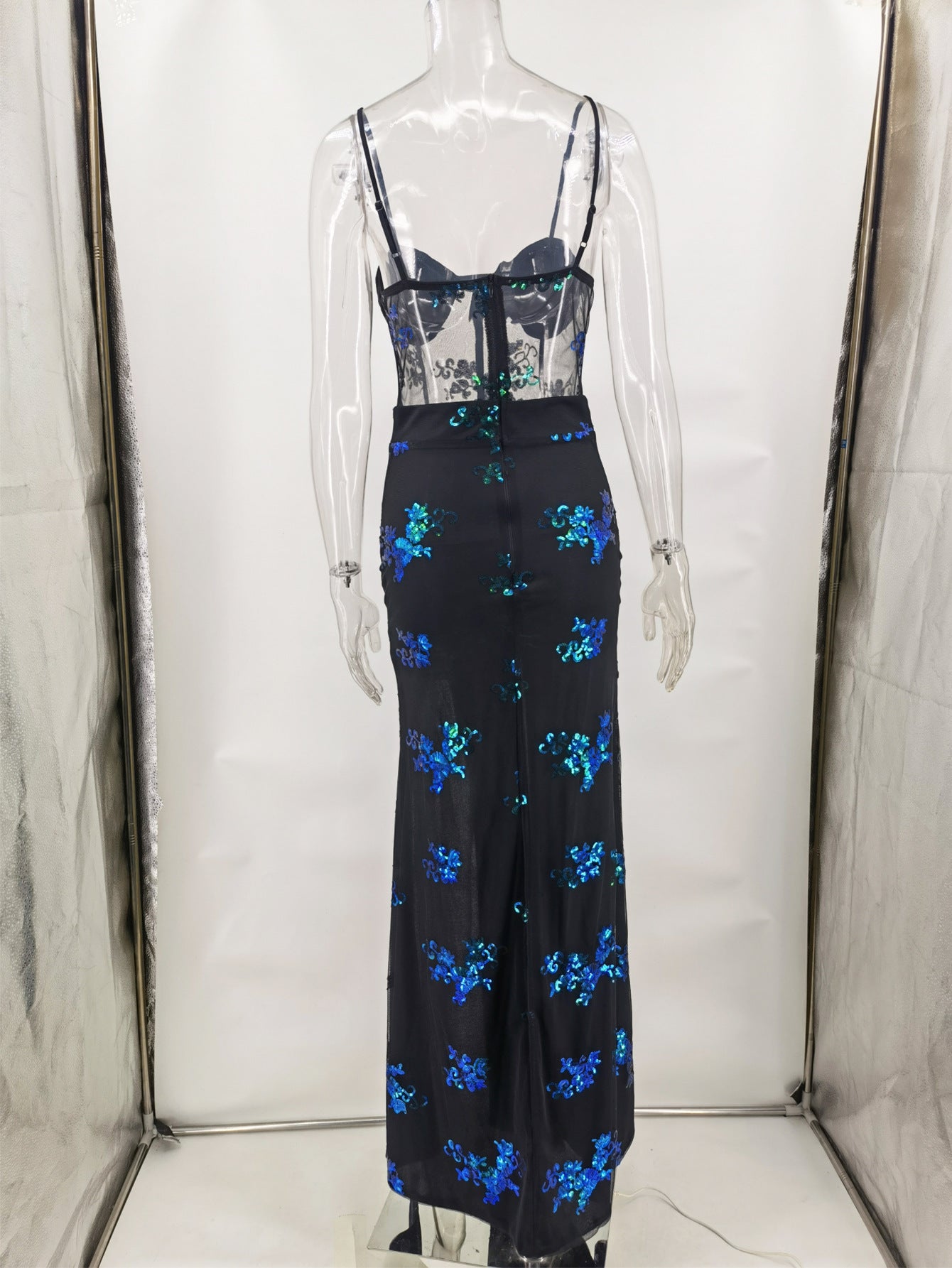 Sexy See-through Green Sequined Evening Dress