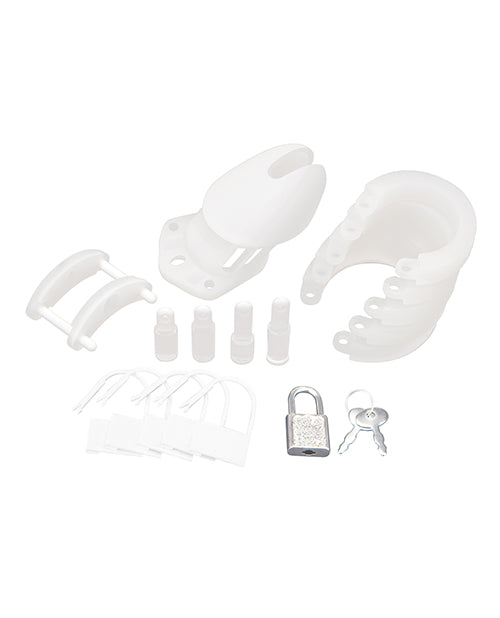 Blue Line Silicone Chastity Cage White