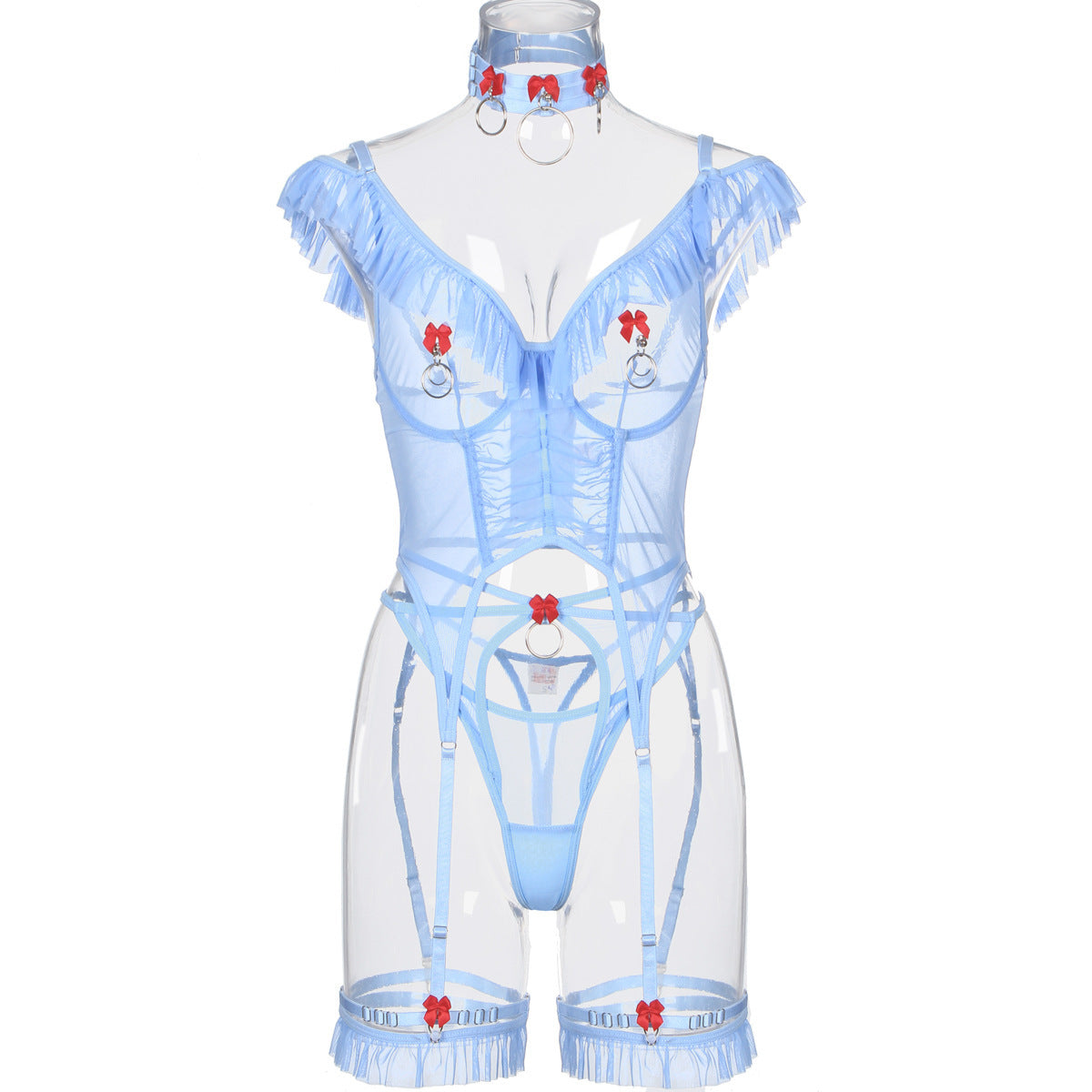 Ashburn Girl Sheer Mesh Body Shaping Sexy Lingerie Garter Suit