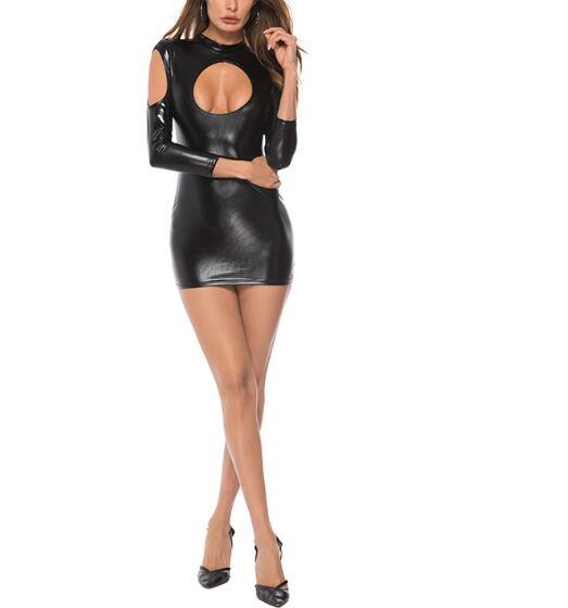 Glossy patent leather jumpsuit, pole dance nightclub uniform temptation