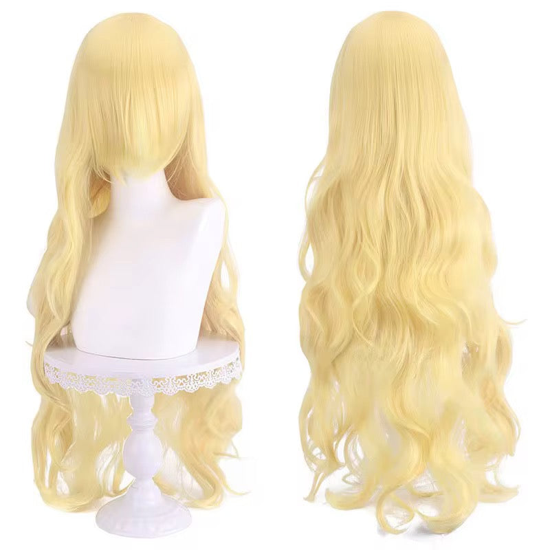 Long Wavy Curly Hair Wig with Bangs 31"/80cm Green Natural Synthetic Heat Resistant Fiber Hair Wig Colorful Halloween Costume Party Cosplay Wigs with Bangs for Women wig