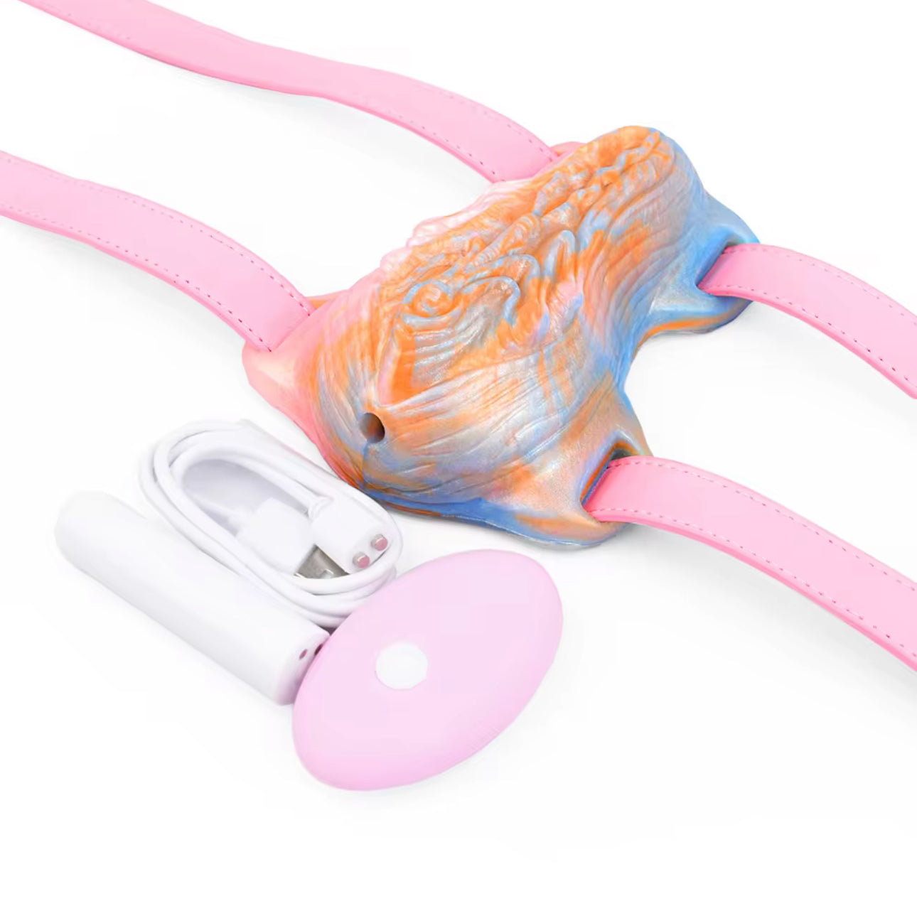 Pink leather strap rigged Grinding Grinders with remote and vibrating bullet