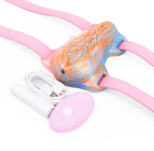 Pink leather strap rigged Grinding Grinders with remote and vibrating bullet