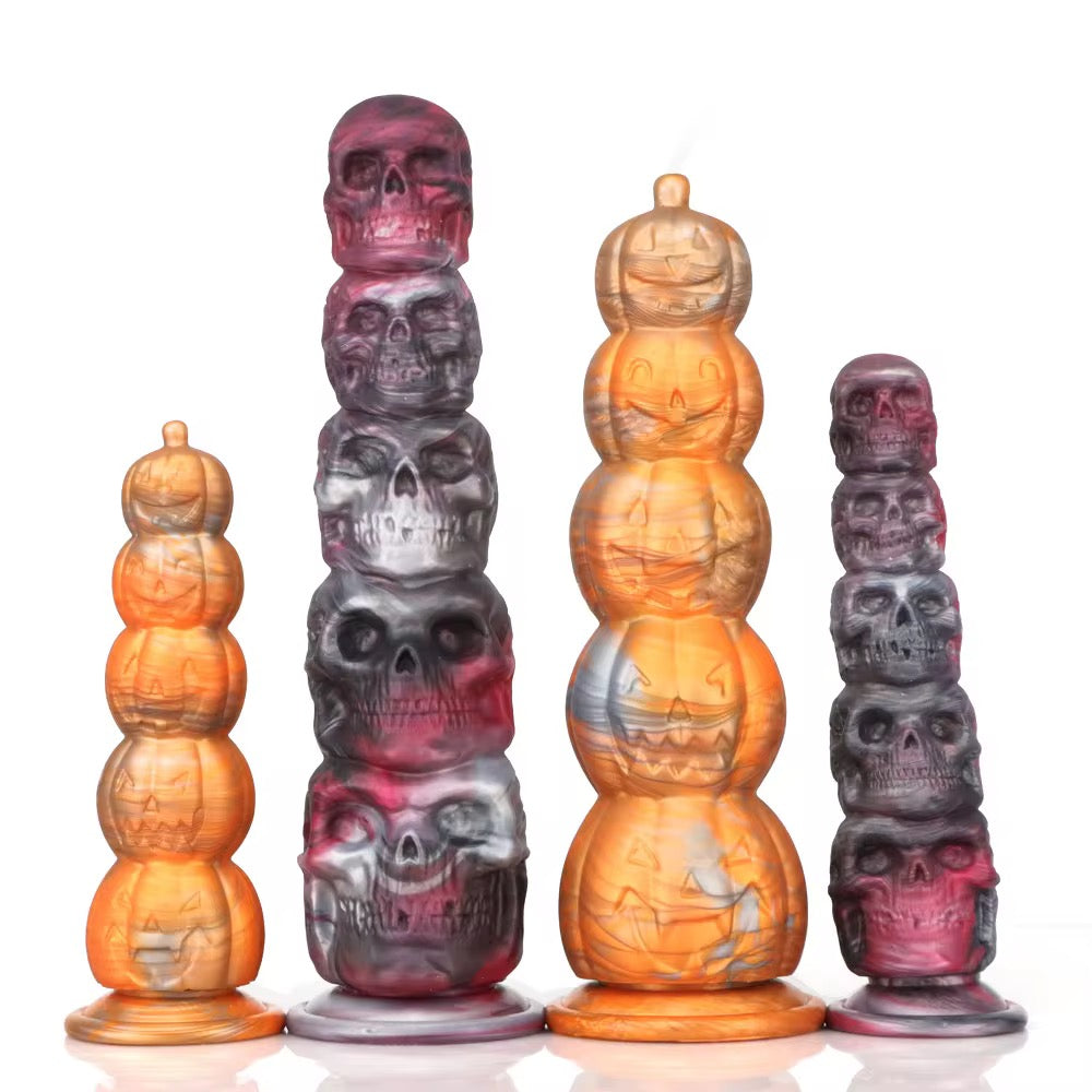 Pumpkin Alien Fantasy Dildos small and large black and red /orange and silver