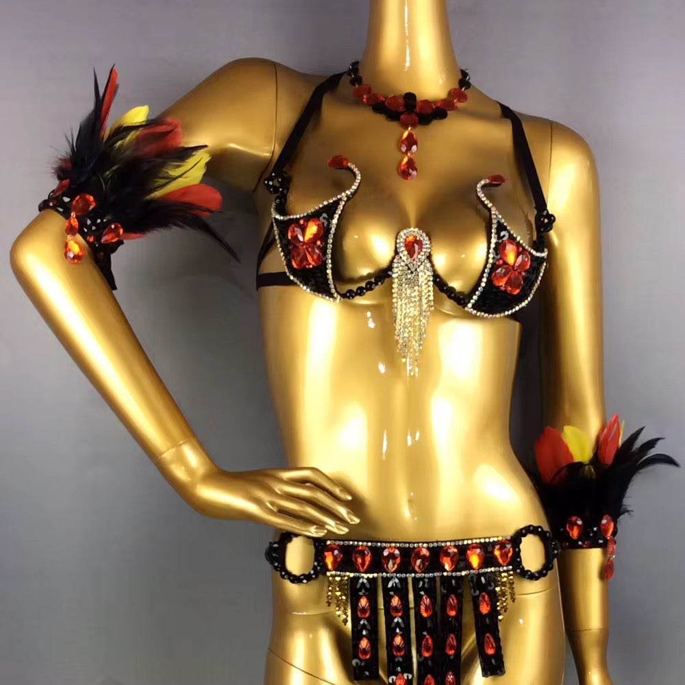 Firebird rhinestone Feather Carnival Set – ASHBURN MASQUERADE™ Edition