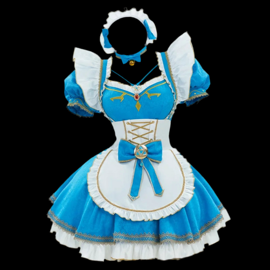 MOBBUNNY Link Princess Derivative Women Lingerie Maid Costume Dress with Apron Sleeves Cosplay Costume