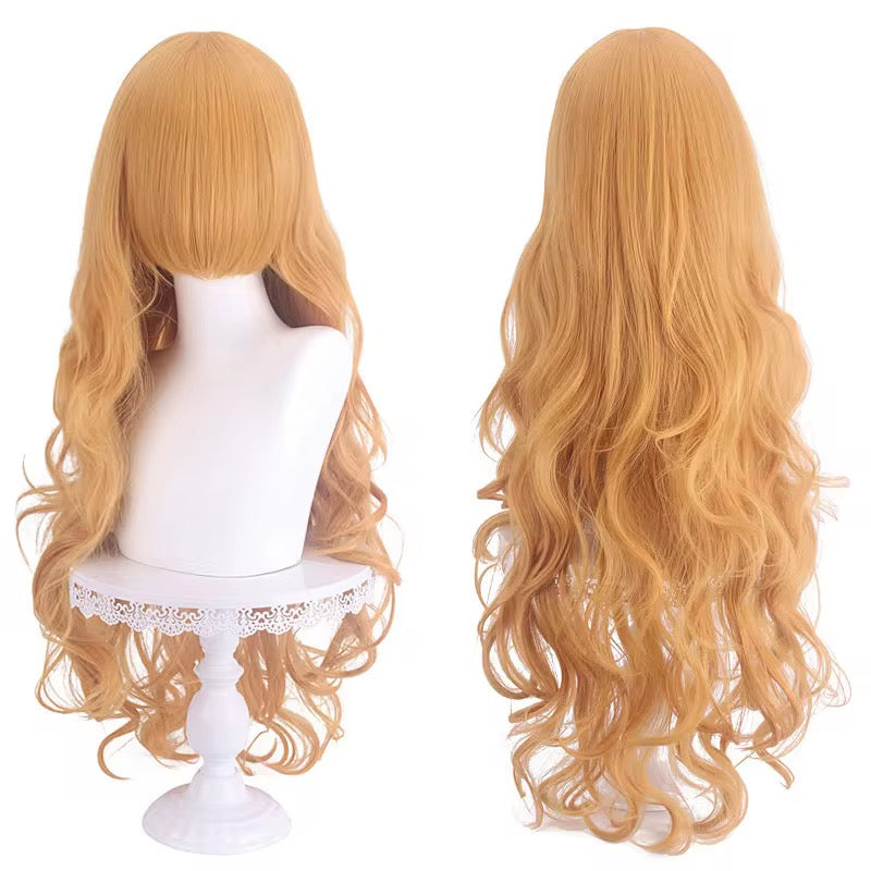Long Wavy Curly Hair Wig with Bangs 31"/80cm Green Natural Synthetic Heat Resistant Fiber Hair Wig Colorful Halloween Costume Party Cosplay Wigs with Bangs for Women wig