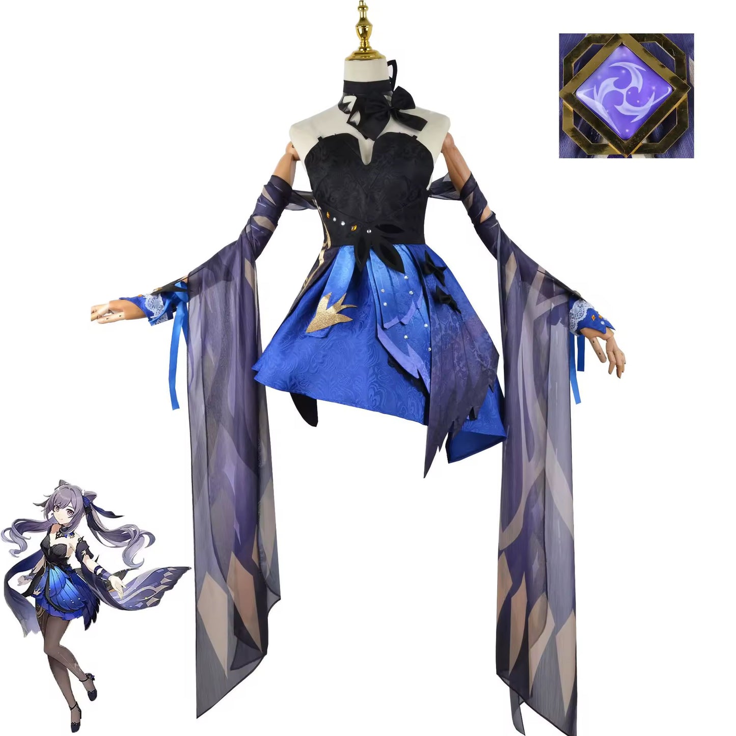 Genshin Impact Keqing Opulent Splendor Cosplay Costumes Game New Character Outfit and Wig Anime costume