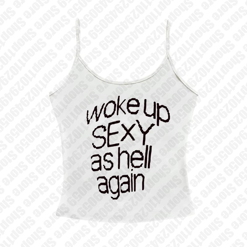 Aesthetic Emo Girls Fashion Sexy Streetwear Y2K Style Clothing Womens Punk Gothic 2000s Tops Harajuku sleeveless Crop Tops Print