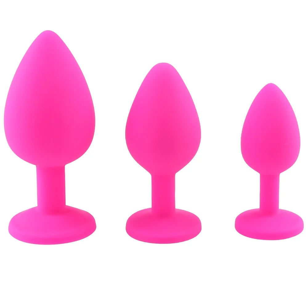 3 Size Silicone Butt Plug Anal Plug Prostate Massage Stimulator Anal Trainer for Adult Erotic Sex Toys for Women Men Gay Couples