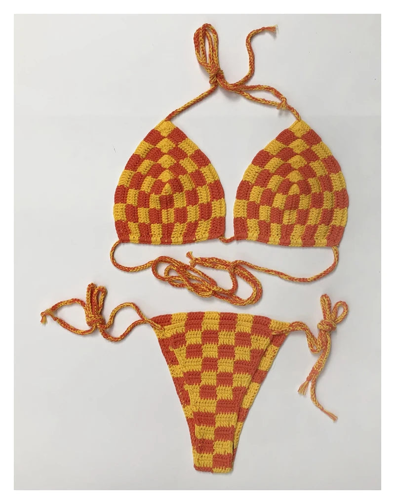 Crochet yarn Bathing Suits Handmade Knit Swimsuit