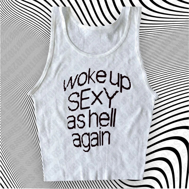 Aesthetic Emo Girls Fashion Sexy Streetwear Y2K Style Clothing Womens Punk Gothic 2000s Tops Harajuku sleeveless Crop Tops Print