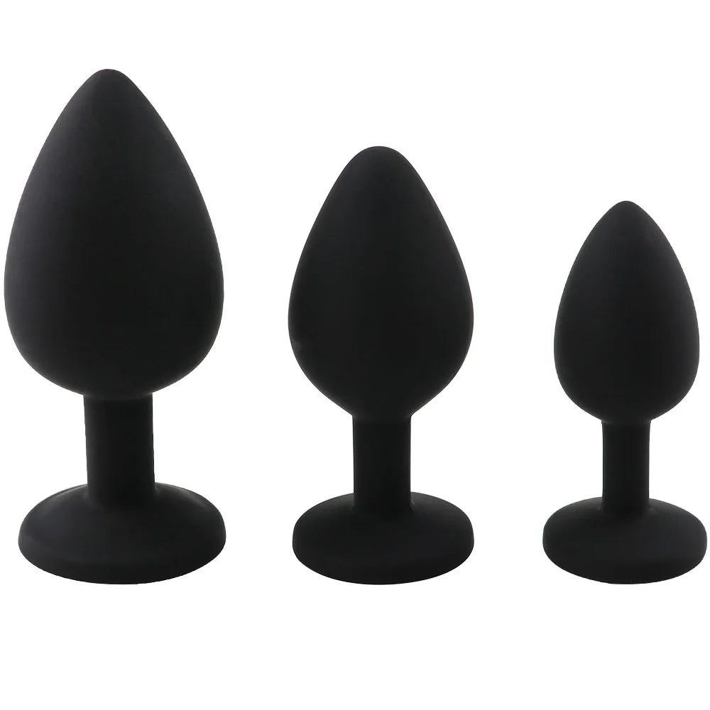 3 Size Silicone Butt Plug Anal Plug Prostate Massage Stimulator Anal Trainer for Adult Erotic Sex Toys for Women Men Gay Couples