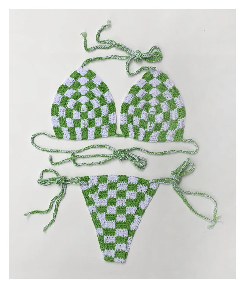 Crochet yarn Bathing Suits Handmade Knit Swimsuit