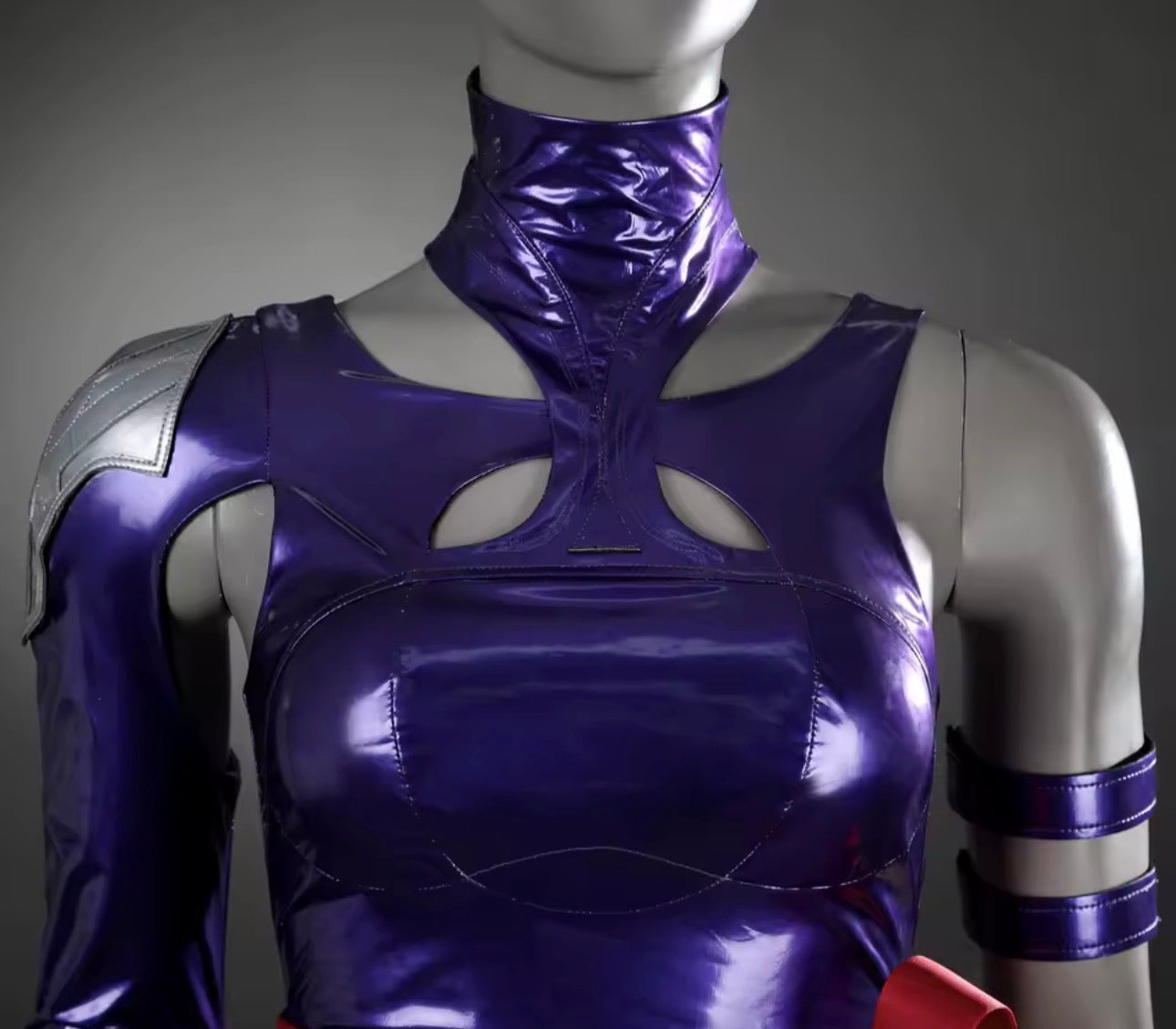 Purple Leather Psylocke Bodysuit Sexy Woman Psylocke Cosplay  Marvel Costume with wig