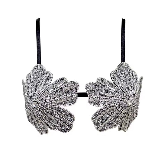 Flowers rhinestone’s bra/swimsuit top