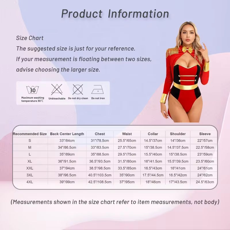 Sexy bodysuit circus 🎪 ringmaster Halloween costume s-3xl
