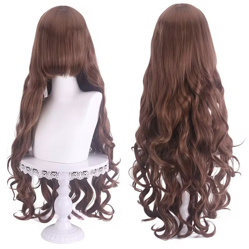Long Wavy Curly Hair Wig with Bangs 31"/80cm Green Natural Synthetic Heat Resistant Fiber Hair Wig Colorful Halloween Costume Party Cosplay Wigs with Bangs for Women wig