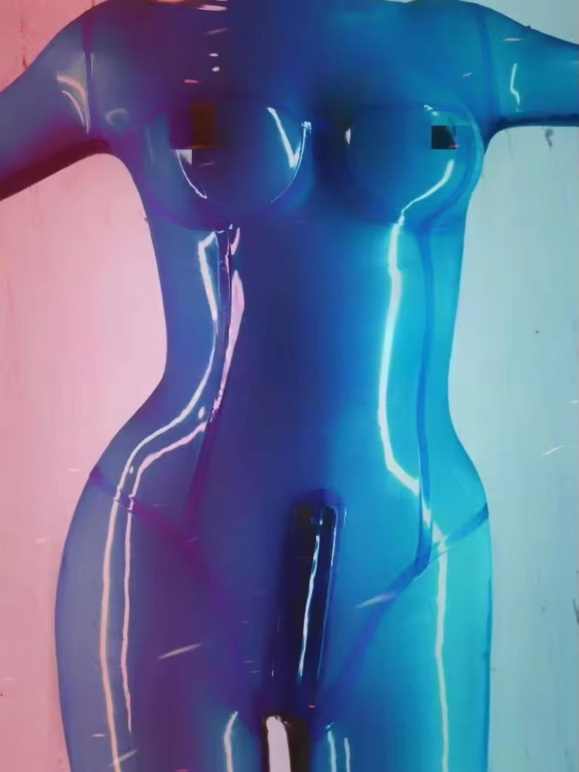 Blue latex body suit only
