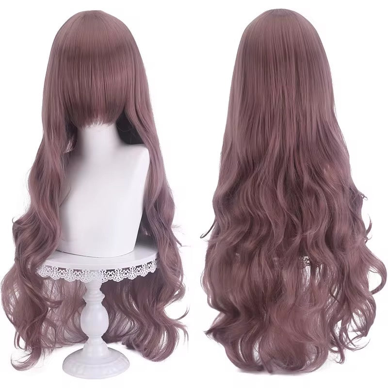 Long Wavy Curly Hair Wig with Bangs 31"/80cm Green Natural Synthetic Heat Resistant Fiber Hair Wig Colorful Halloween Costume Party Cosplay Wigs with Bangs for Women wig