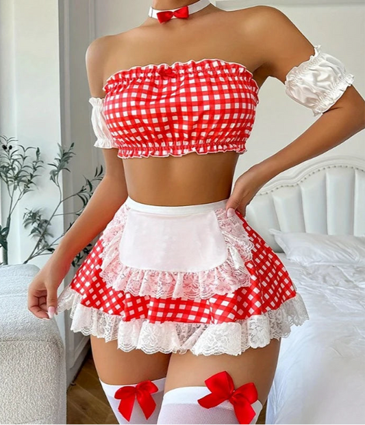 Toucheart 4-Piece Set Sexy Temptation Erotic Lingerie Passionate Uniform Maid Outfit Women Roleplay Sex Cosplay Sexy Underwear