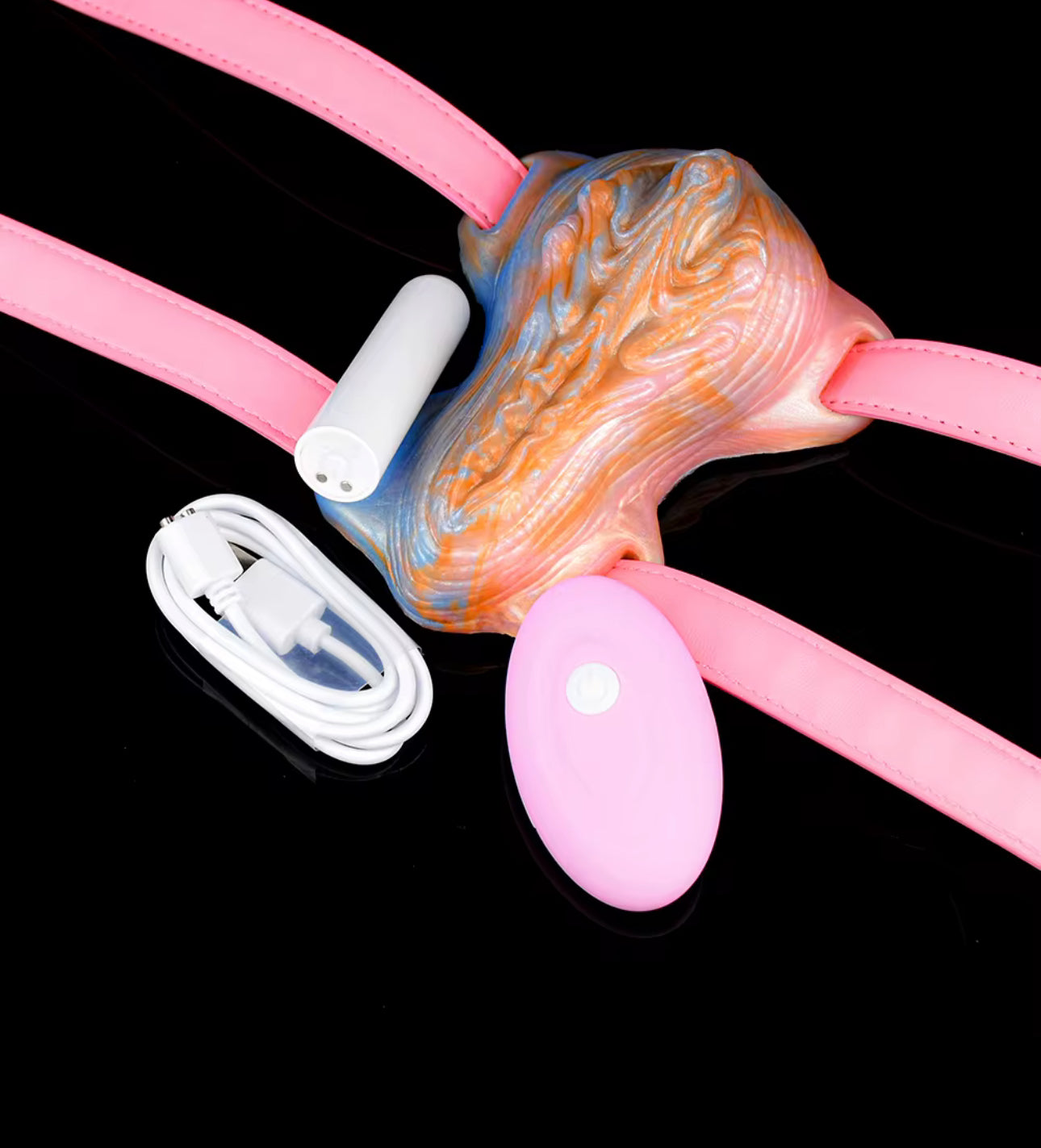 Grinder skull with pink leather strap and remote control bullet for vibrating Grinding Grinders strap