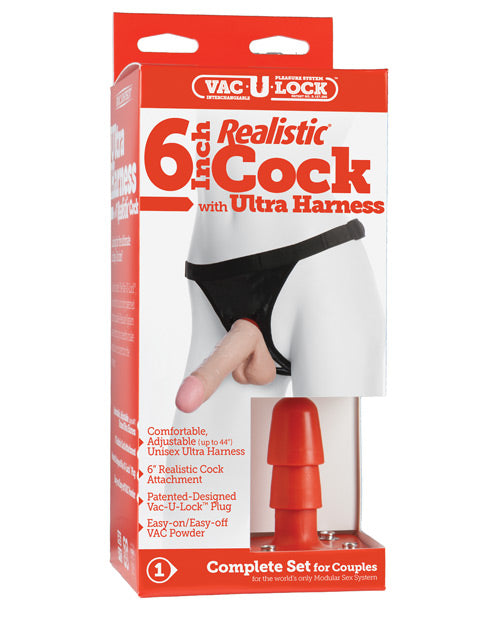 Ultra Harness 2 Set 2 w/7" Realistic Dong & Powder - Flesh strap on