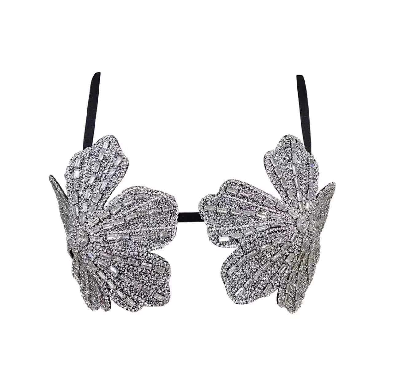 Flowers rhinestone’s bra/swimsuit top