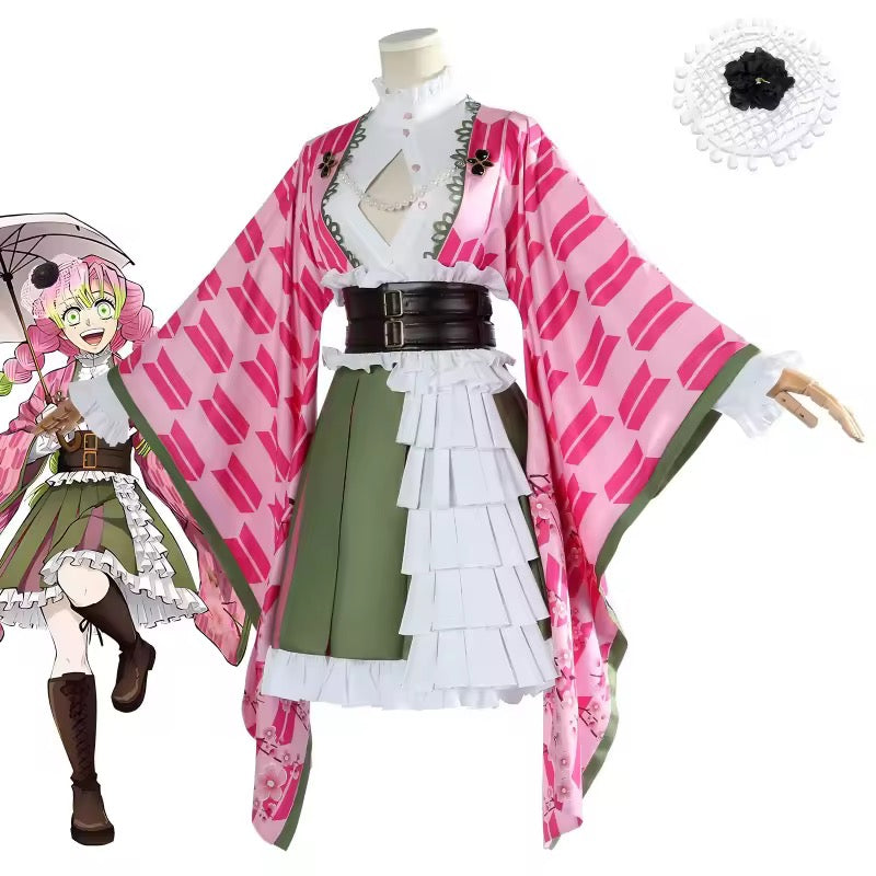 Demon Slayer Anime High Quality Lolita Maid Uniform Outfit Halloween Party Kanroji Mitsuri Cosplay Costume