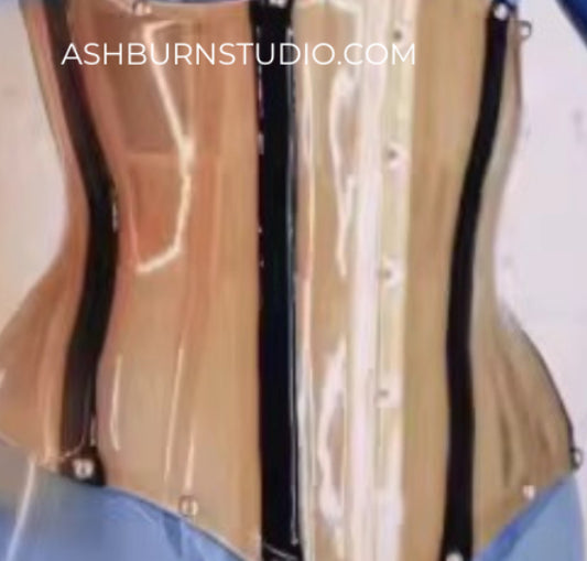 Blue latex body suit WITH CORSET