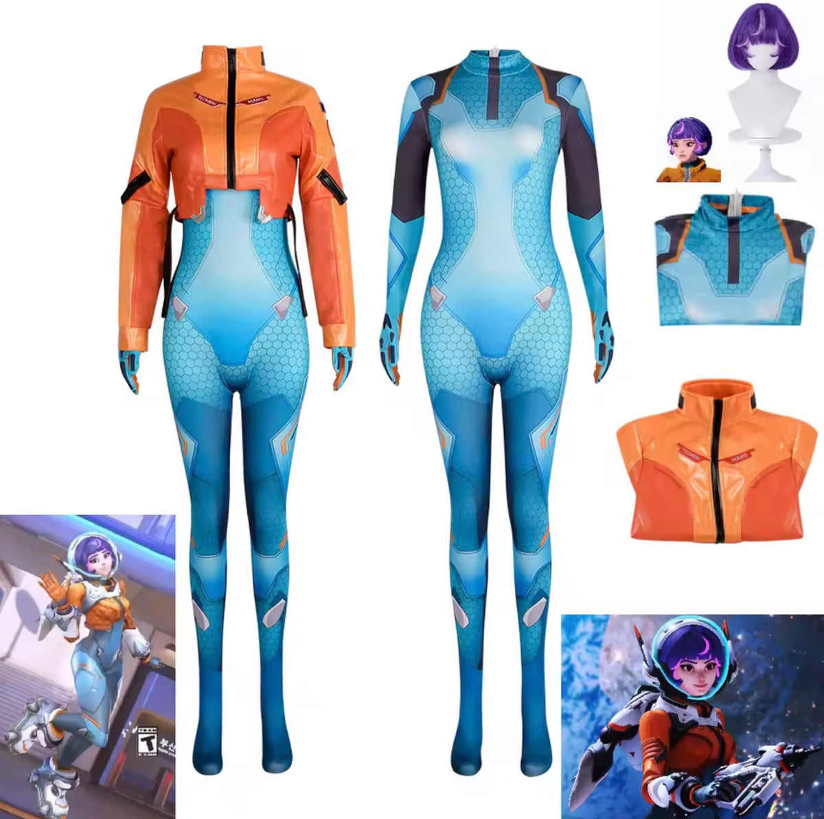 Game OW 2 Overwatch Juno Bodysuit Cosplay Costumes Wig Suit Full Set Clothes