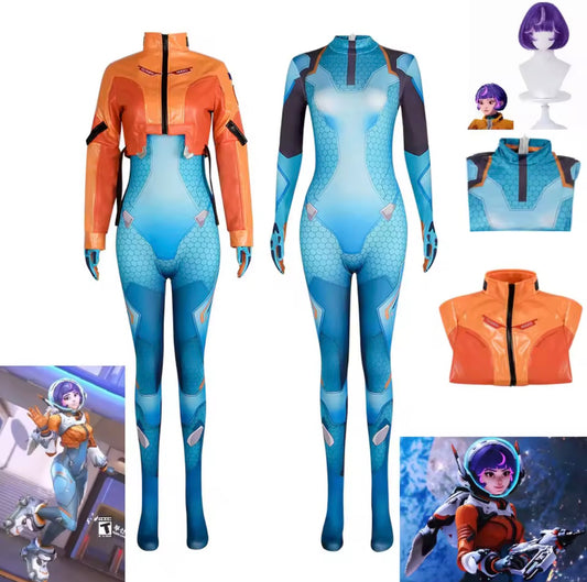 Game OW 2 Overwatch Juno Bodysuit Cosplay Costumes Wig Suit Full Set Clothes