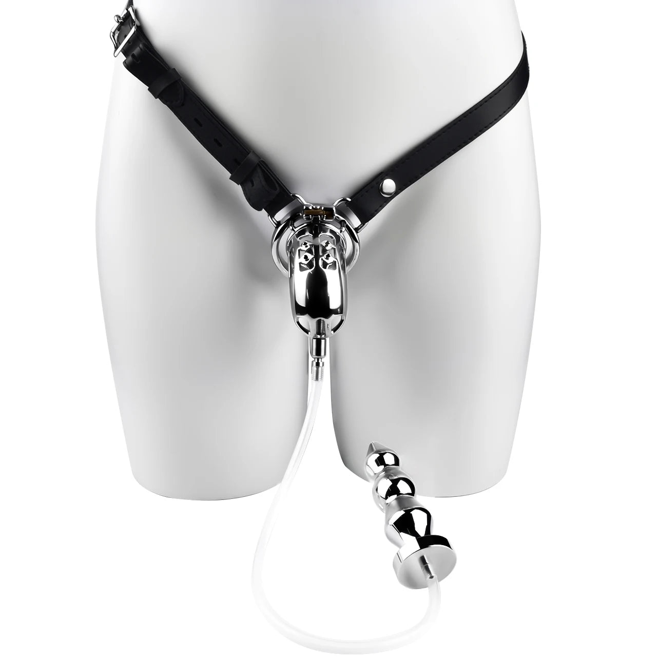 Detachable Anal Plug Strap on Male Chastity Cage with Silicone Urethra Catheter 4 Size Ring Adult Toys for Role-Play Games