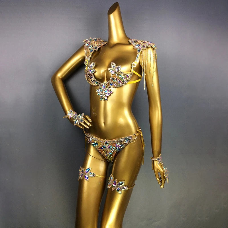 New Design Top Grade Sexy Women Belly Dance Samba Carnival RIO Crystal Wire Bra Costume Outfit Showgirl Dancer Clothes