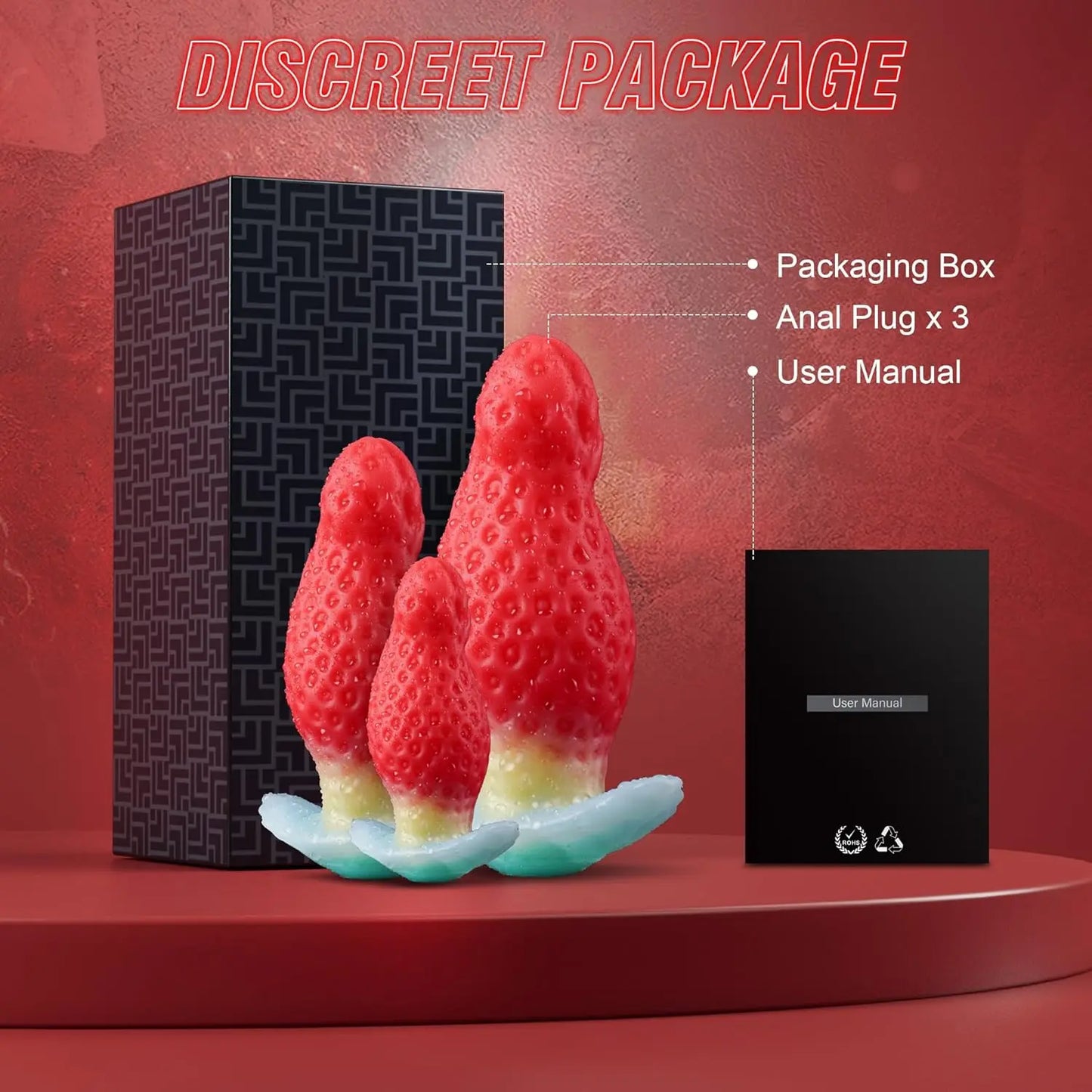 Soft Liquid Silicone Strawberry Wearable Butt Plug Realistic Dildo Monster alien G-spot Stimulation Anal Adult Sex Toys