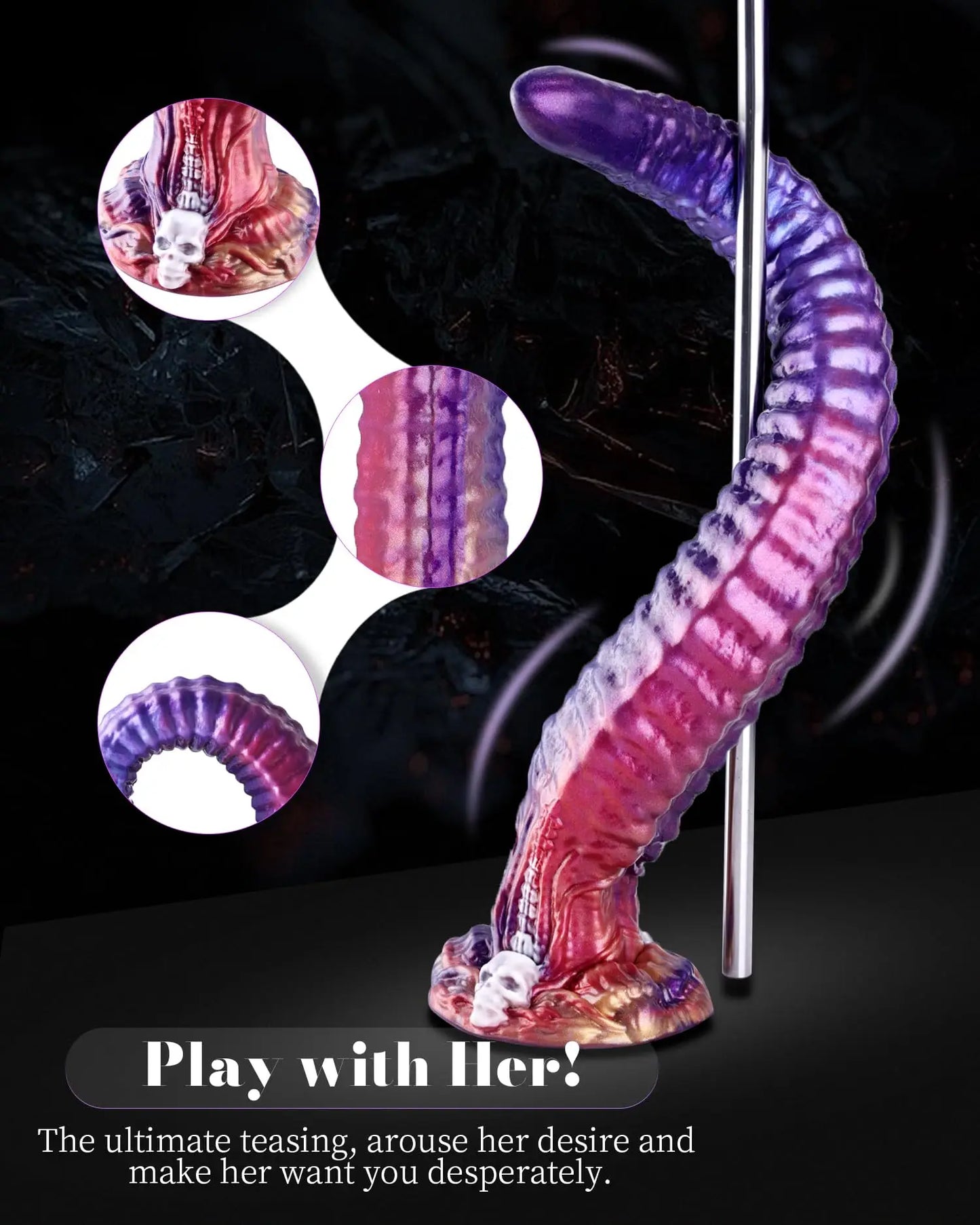 Super Long Monster alien Anal Dildo Fantasy Halloween Skeleton Dildo with Powerful Suction Cup Sex Toy for Men Women