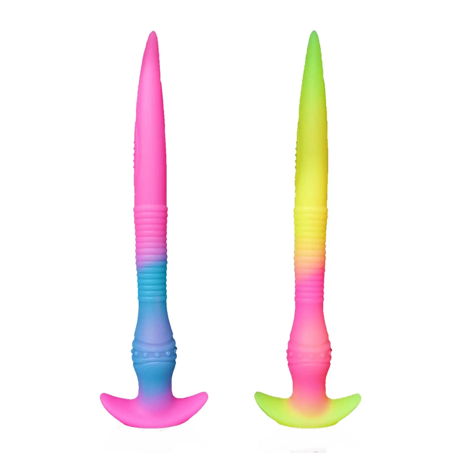 Soft Silicone Anal Plug Super Long Luminous Dildo for Prostate Massage Anal Training Glows in the Dark for Beginner