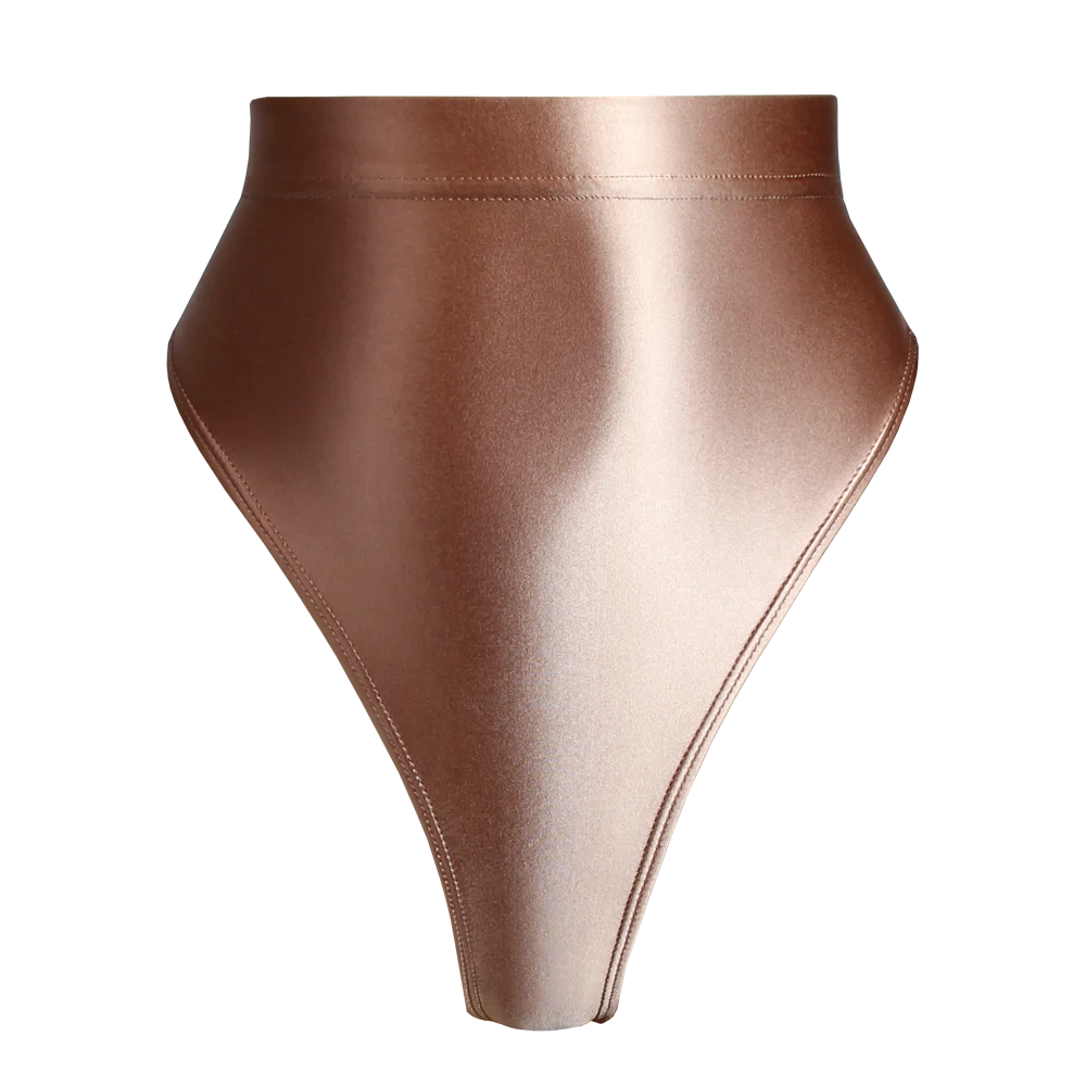 High Waist T-Shaped Short Pants for Women, Shiny Glossy, Monochrome Bikini Tights, High-Fork Briefs, Sexy Underpants, All Season