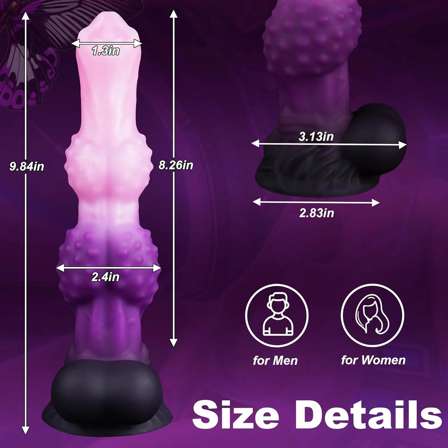 Monster Cock Dildo Huge Fantasy alien Animal Dog Wolf Dildo with 2 Knots Silicone Anal Plug with Suction Cup for G-spot
