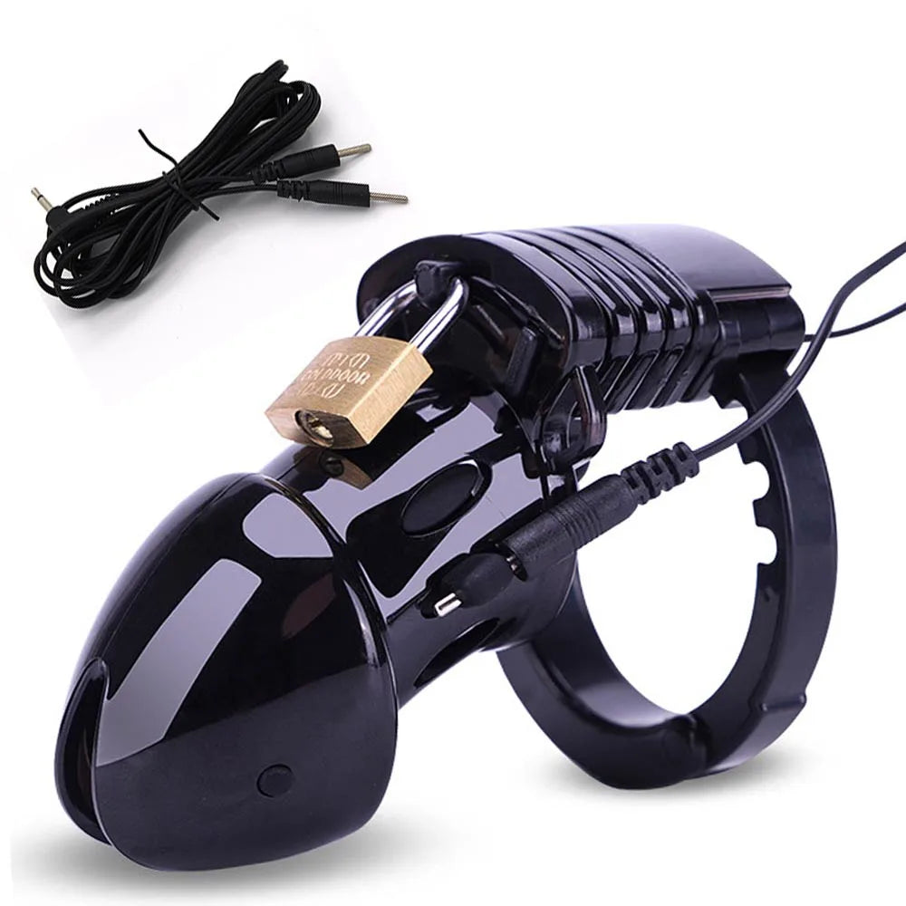 BDSM Electro Shock CB6000 Male Chastity Cock Cage Sex Ball Stretcher,Electric Stimulator Penis Lock Ring Gay Masturbation Tools