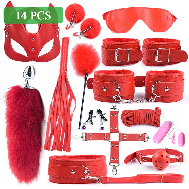 40CM Long Fox Tail Anal Plug BDSM Sex Bondage Adult Sex Toys for Women Sex Handcuffs Whip Mask Adult Games