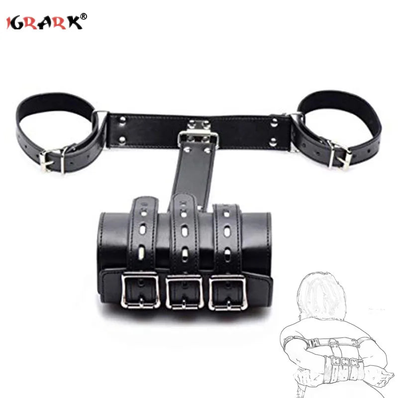 Leather Handcuffs Bdsm Straps Sex Toys SM Sexy Bondage Cuffs Arms Behind Back Restraints Erotic Adult Toys For Women Couples