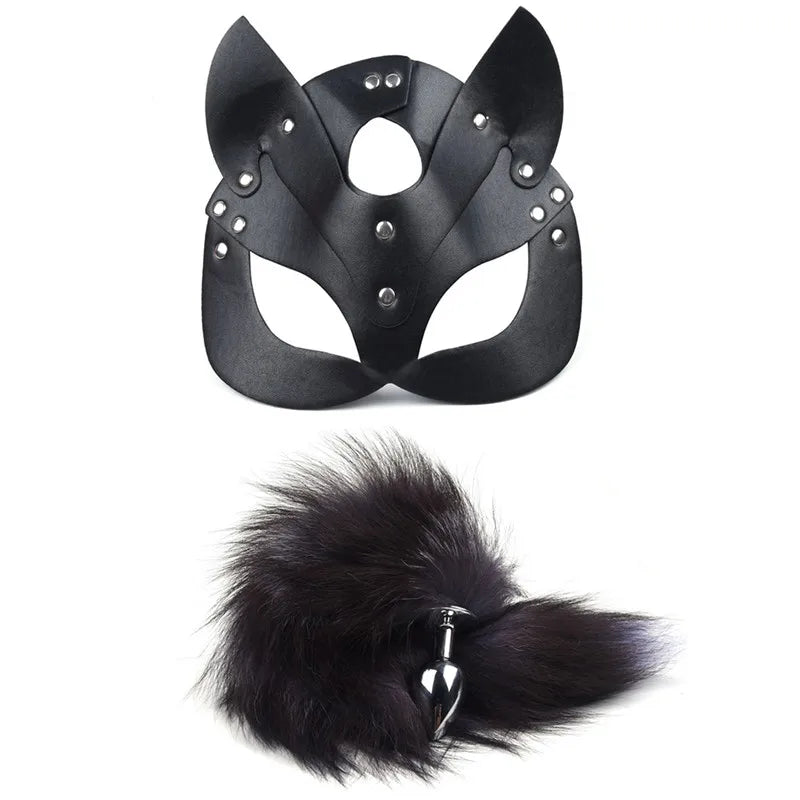 40CM Long Fox Tail Anal Plug BDSM Sex Bondage Adult Sex Toys for Women Sex Handcuffs Whip Mask Adult Games