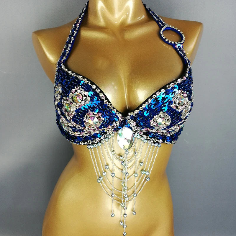 New Women Lady Belly Dance Costume Bra Beaded Sequin Bra Sexy Belly Dancing Clothes Night Club Belly Dance TOPS Bra