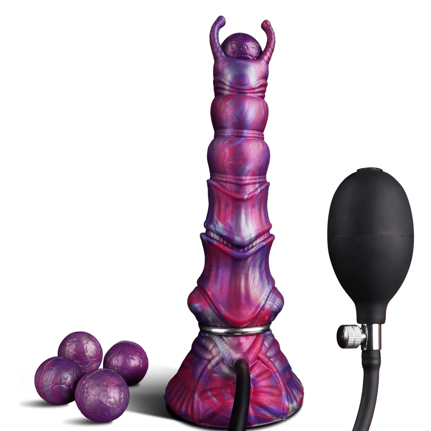 Monster Fantasy Ovipositor Dildo with 4 Eggs Big Dog Knot Horse Cock Dildo with Inflatable Pump Anal Toys Adult Sex Toys for Men